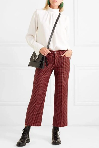 Shop Marc Jacobs Cropped Houndstooth Twill Straight-leg Pants In Red
