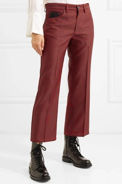 Shop Marc Jacobs Cropped Houndstooth Twill Straight-leg Pants In Red