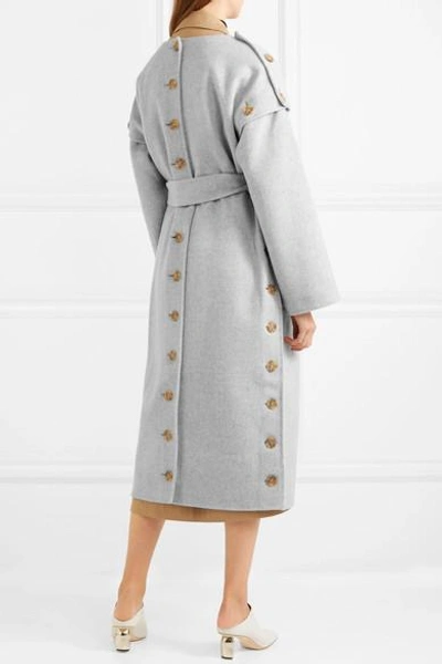 Shop Rejina Pyo Simone Button-detailed Wool-blend Felt Coat In Gray