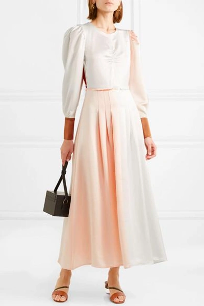 Shop Rejina Pyo Steffy Color-block Satin Maxi Dress In Blush