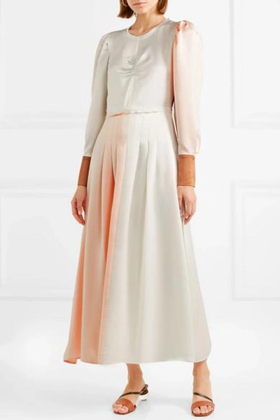 Shop Rejina Pyo Steffy Color-block Satin Maxi Dress In Blush