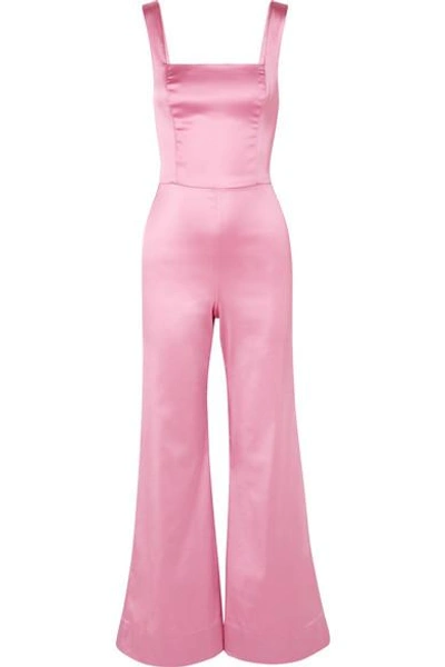Shop Staud Donna Stretch-satin Jumpsuit In Baby Pink