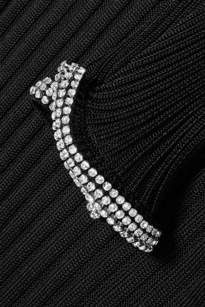Shop Alexander Wang Crystal-embellished Ribbed-knit Turtleneck Sweater In Black