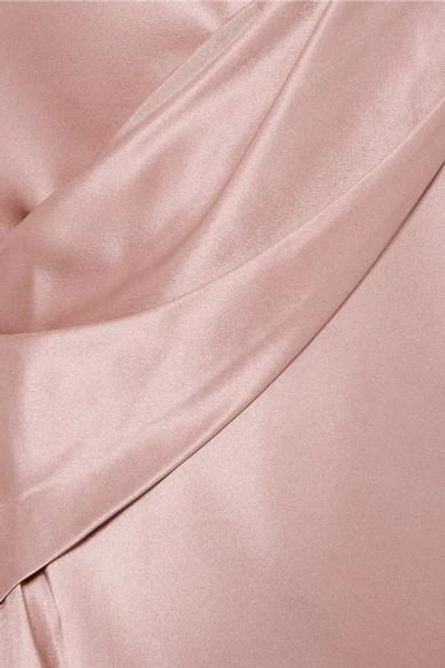 Shop Michelle Mason Draped Silk-charmeuse Gown In Blush