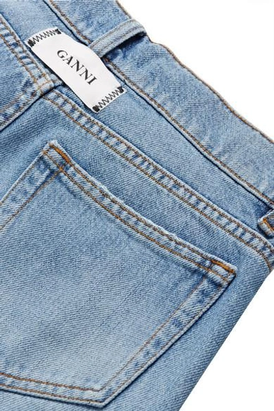 Shop Ganni High-rise Slim-leg Jeans In Light Denim