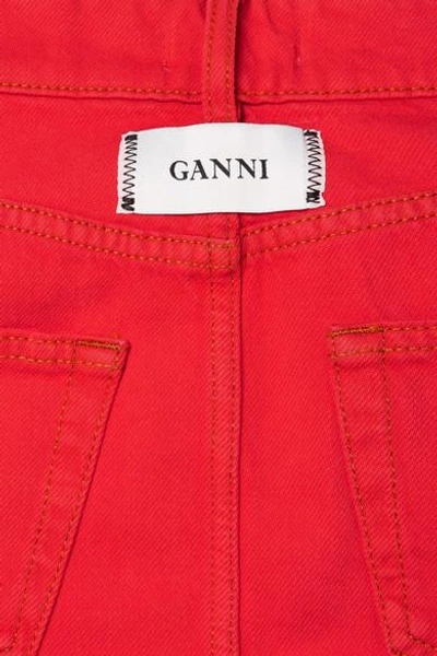 Shop Ganni Denim Mini Skirt In Red