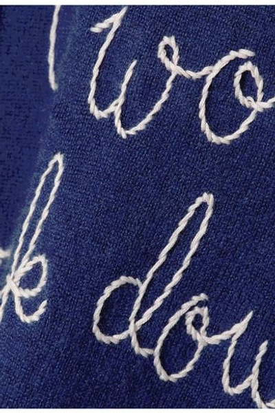 Shop Lingua Franca I Won't Back Down Embroidered Cashmere Sweater In Royal Blue