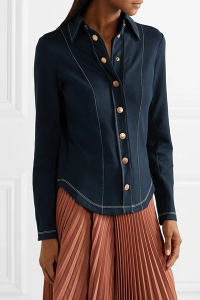 Shop See By Chloé Stretch-jersey Shirt In Navy