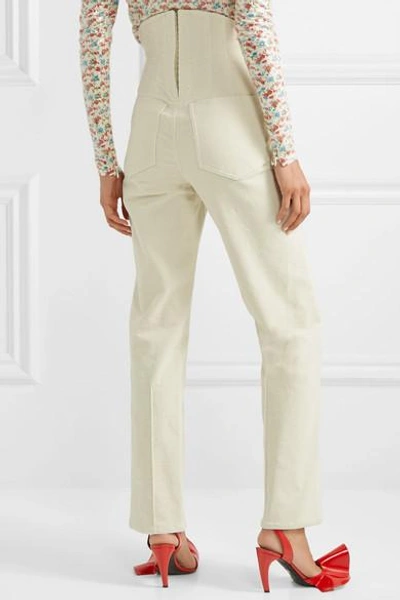 Shop Pushbutton Cotton-blend Corduroy Straight-leg Pants In White