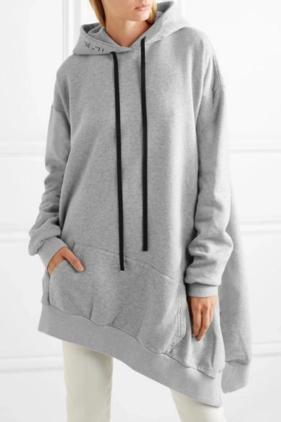 Shop Ben Taverniti Unravel Project Oversized Asymmetric Cotton-jersey Hoodie In Light Gray