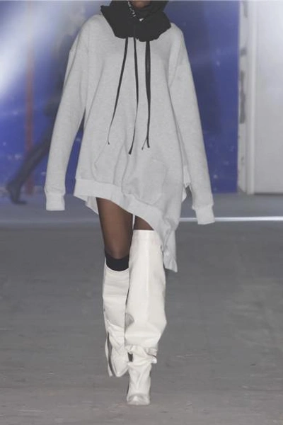 Shop Ben Taverniti Unravel Project Oversized Asymmetric Cotton-jersey Hoodie In Light Gray