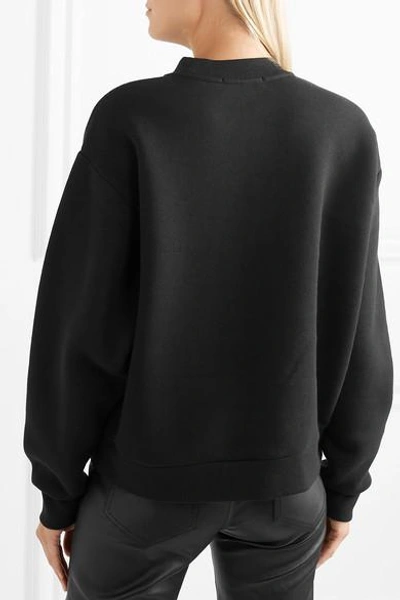 Shop Alexander Wang Terry Appliquéd Cotton-blend Jersey Sweatshirt In Black