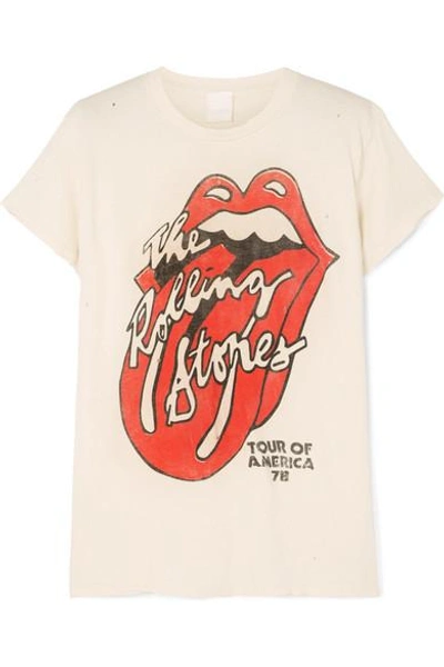 Shop Madeworn Rolling Stones Distressed Printed Cotton-jersey T-shirt In White