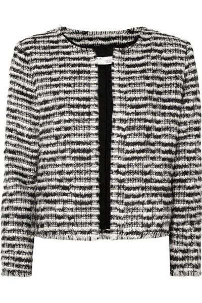 Shop Iro Emotion Cropped Wool-blend Bouclé Jacket In Black