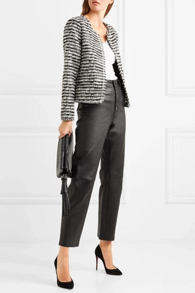 Shop Iro Emotion Cropped Wool-blend Bouclé Jacket In Black