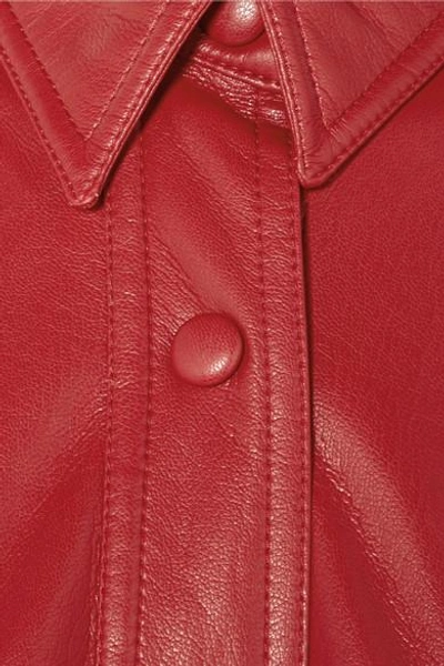 Shop Nanushka Seymour Vegan Faux Leather Shirt In Red