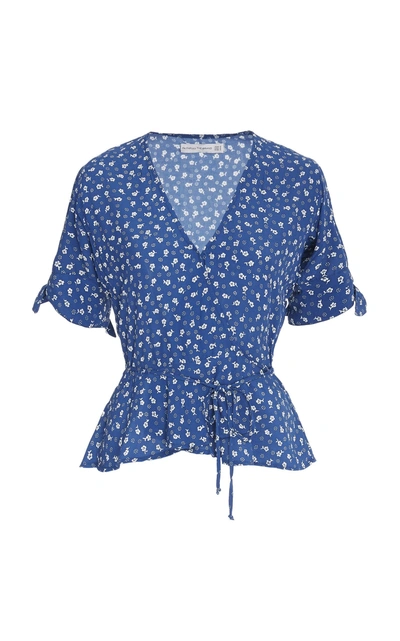 Shop Faithfull Lucy Floral Wrap Top In Blue