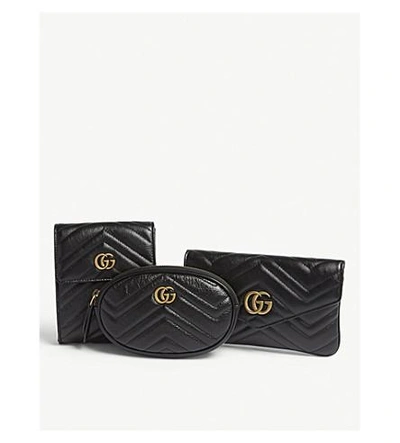 Shop Gucci Gg Marmont Matelassé Leather Multi Belt Bag In Black