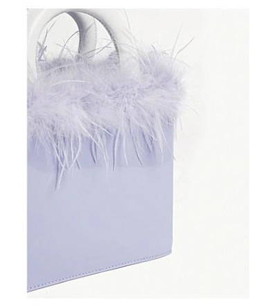 Shop Staud Nic Marabou Patent Leather Tote In Lav Wht P