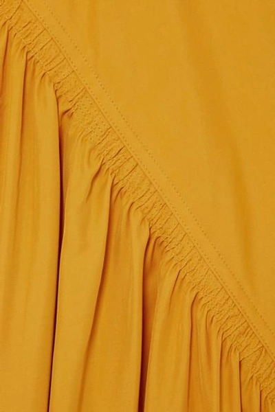 Shop Adeam Asymmetric Cady Dress In Gold