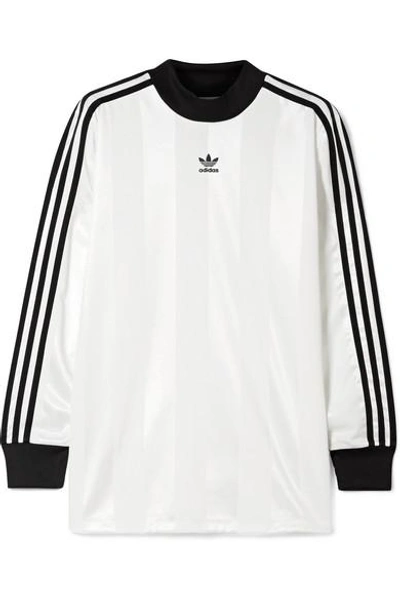 Shop Adidas Originals Striped Satin-jersey Top In White