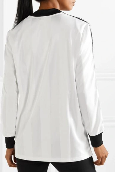 Shop Adidas Originals Striped Satin-jersey Top In White
