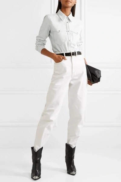 Shop Isabel Marant Nile Leather Shirt In White