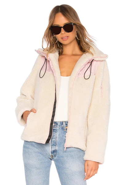 Shop Lpa Sherpa Fleece Jacket In Cream. In Ivory & Pink