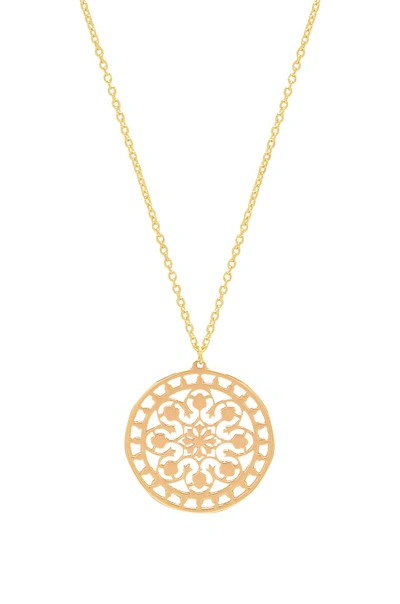 Shop Elizabeth Stone Flora Coin Necklace In Metallic Gold