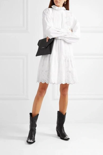 Shop Mcq By Alexander Mcqueen Ruffled Broderie Anglaise Cotton Mini Dress In White