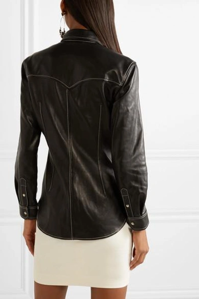 Shop Isabel Marant Nile Leather Shirt In Black