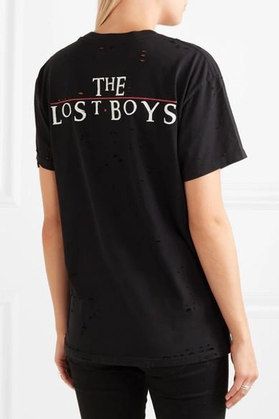 Shop Amiri Lost Boys Distressed Printed Cotton-jersey T-shirt In Black