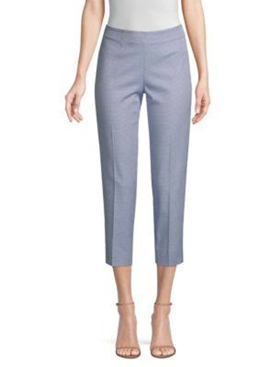 Shop Piazza Sempione Audrey Checked Stretch Cropped Pants In White Blue