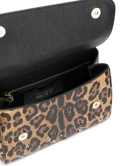 Shop Dolce & Gabbana Leopard Print Sicily Bag In Brown