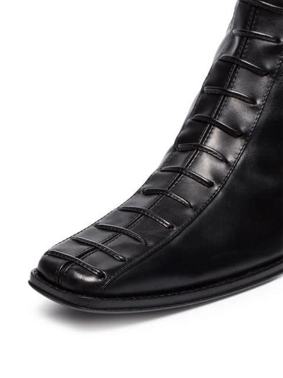 Shop Haider Ackermann Black Lace Up 50 Leather Boots