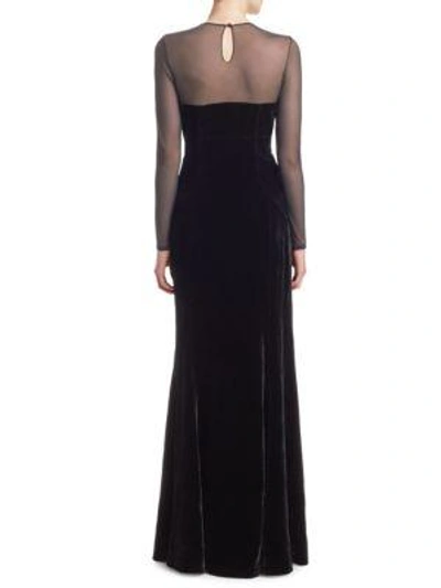 Shop Cinq À Sept Velvet Mesh Gown In Black