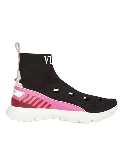 Shop Valentino High Top Sneakers In Nero/bianco/w.ros