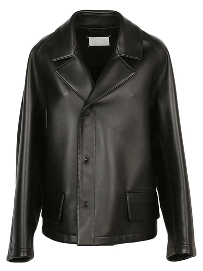 Shop Maison Margiela Leather Jacket In Black