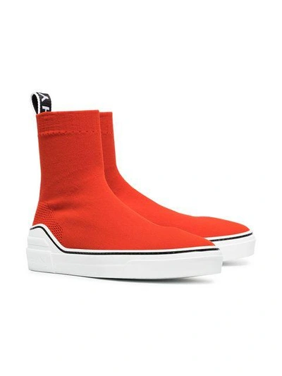 Shop Givenchy Red George V Sock Sneakers