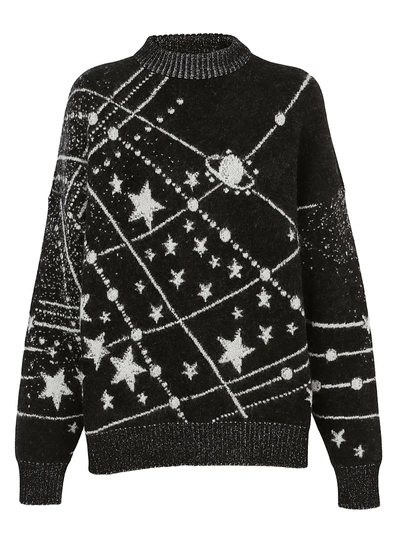 Shop Saint Laurent Sweater In Noir/naturel/argent