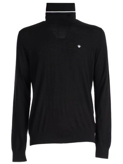 Shop Dior Logo Embroidered Sweater In Black
