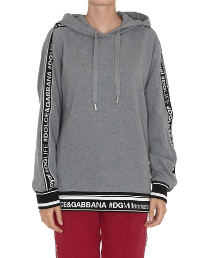 Shop Dolce & Gabbana Logo Hoodie In Grey