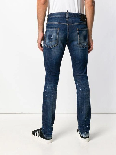 Shop Dsquared2 Belt Ripped Jeans - Blue