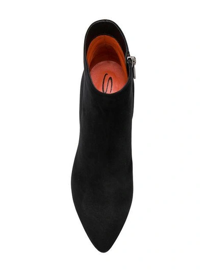Shop Santoni Pointed Toe Booties In Black
