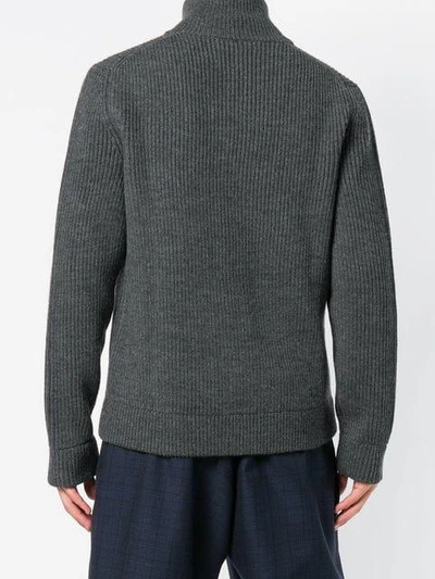 Shop Maison Margiela Zipped Knit Sweater In Grey