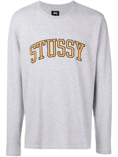 Shop Stussy Kent Football Longsleeved T-shirt In Grey