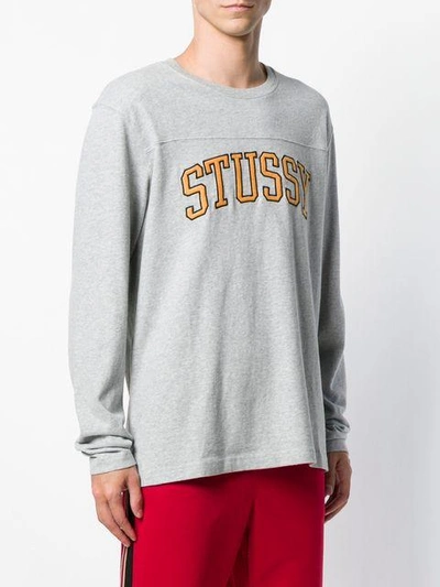 Shop Stussy Kent Football Longsleeved T-shirt In Grey