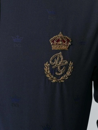 Shop Dolce & Gabbana Crowned Crest Logo Shirt In Blue