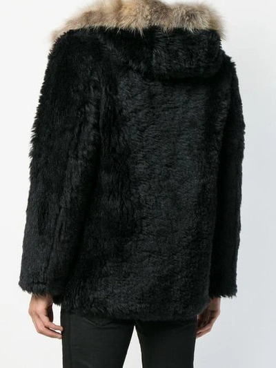 Shop Saint Laurent Fur-trim Zipped Jacket In 1000 Black