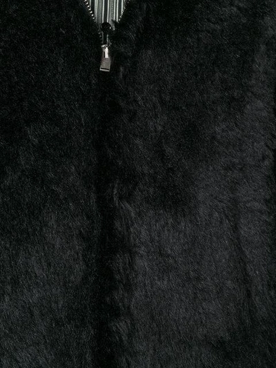 Shop Saint Laurent Fur-trim Zipped Jacket In 1000 Black